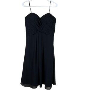 Bill Levkoff Black Strapless Chiffon Lace-Up Dress Sz 14 Formal Gothic